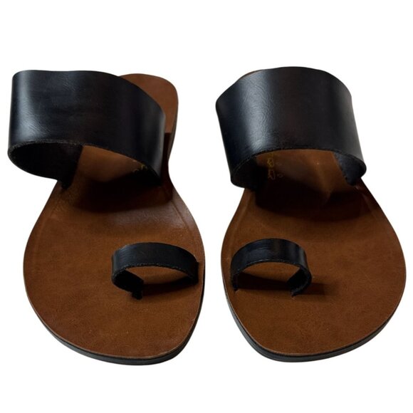 EUC Aerosoles Split Toe Vegan Black Leather Sandals EU 39 US 8 - Picture 8 of 14